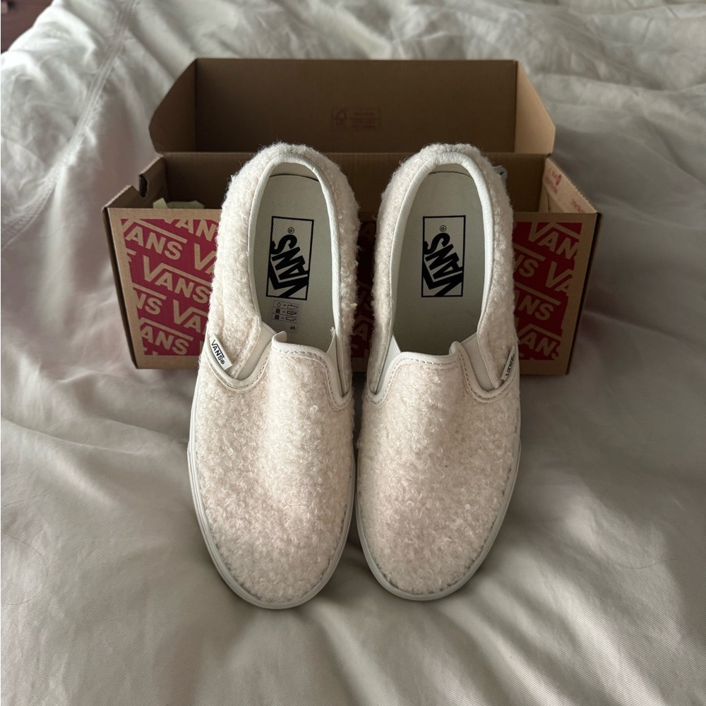 Vans Sherpa Slip-On Sneakers in Cream
